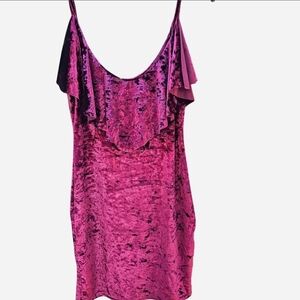 Boohoo Fuchsia Velvet Dress